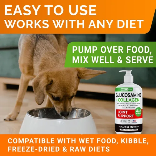 Miniatura 4 de STRELLALAB Glucosamina líquida para perros con colágeno (16 oz) – Suplemento totalmente natural para cadera y articulaciones, glucosamina