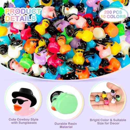 Miniatura 2 de Barydat 150 piezas de mini patos de vaquero de resina a granel, pequeñas estatuas de pato pequeñas para ocultar con sombreros, gafas para fiesta