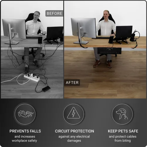 Miniatura 5 de Bandeja de organización de cables para debajo del escritorio, sin taladro, organización de cables, organizador de cables, gran capacidad de carga