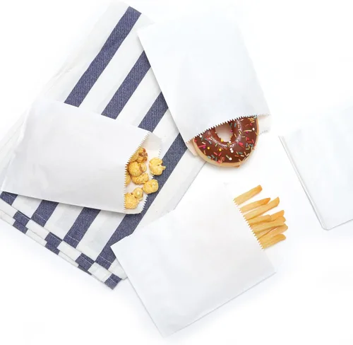 Miniatura 4 de FOCCIUP 100 piezas bolsas de papel kraft blanco de 5 x 7 pulgadas para dulces, bolsas planas de recuerdo y regalo para fiesta Blanco-5x7 Pulgadas