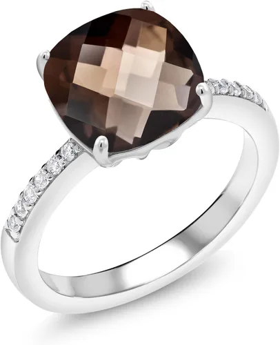 Miniatura 85 de Gem Stone King Anillo de compromiso de plata de ley 925 con piedra preciosa de corte cojín de 0.39 pulgadas Anillo de compromiso de aniversario