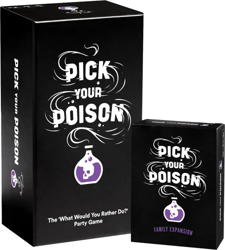 Juego de fiesta Pick Your Poison + Set de expansión familiar - El juego de cartas “¿Qué preferirías hacer?” para fiestas de regalos blancos, regalos