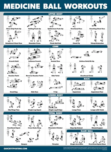 Miniatura 5 de Palace Learning Paquete de 3 – Entrenamientos de pelota medicinal Volumen 1 y 2 + Juego de póster de ejercicios de calentamiento – Gráficos