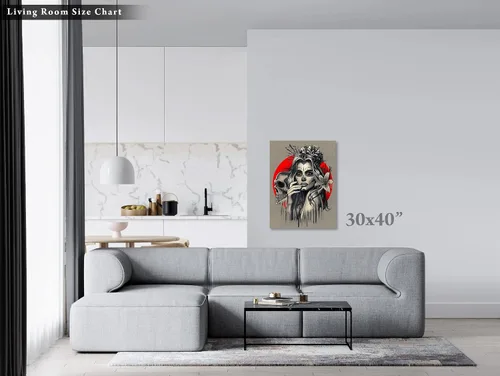 Miniatura 4 de krefta SUGARSKULL GIRL with CROWN - CANVAS WALL ART - Day of the Dead Painting - Tattoo Artist Sugar Skull Queen Flower Poster Gift