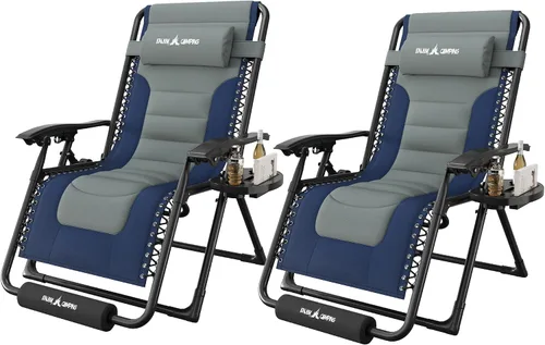 Miniatura 27 de Amopatio XL Padded Zero Gravity Chairs Foldable Zero Gravity Lounge Chair Outdoor Portable Reclining Chair with Removable Cup