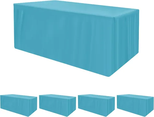 Miniatura 22 de HolidayIdeas Fitted Tablecloths for 4 Foot Rectangle Table, Wrinkle Resistant Washable Table Cover 24x48 Inch for Vendor Booth Display, Banquet, Aqua