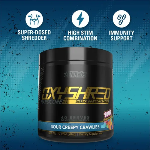 Miniatura 5 de EHP Labs OxyShred Hardcore Super Dosed - Polvo de preentrenamiento con L glutamina y acetil L carnitina, bebida de refuerzo energético - 275 mg