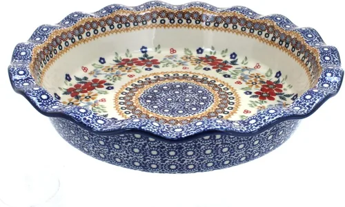 Miniatura 10 de Blue Rose Polish Pottery - Plato para pastel de margaritas azules - 10.5" de diámetro - Plato de cerámica para hornear, para pasteles, quiches