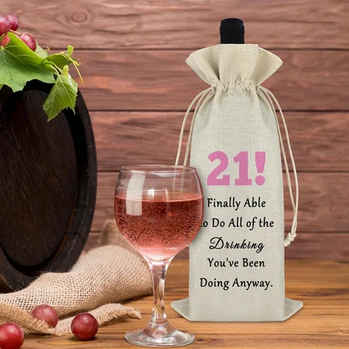 Miniatura 4 de Gfhzdmf Regalo de cumpleaños número 21 para niña y niño, bolsa de vino, regalo de feliz 21 años de antigüedad para amiga, nieta que cumple 21 años