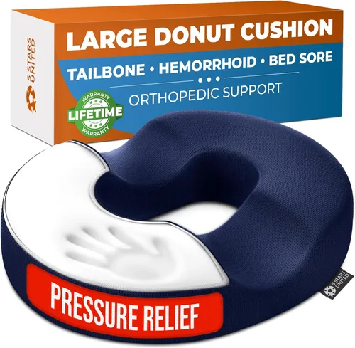 Miniatura 9 de 5 STARS UNITED Cojín de Donut para Hemorroides y Coxis – Cojín Grande para Alivio del Dolor – Coxis, Próstata, Ciática, Suelo Pélvico, Úlceras por