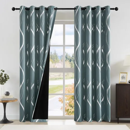 Miniatura 119 de NICETOWN Paneles de Cortinas Opacas para Dormitorio - Tratamiento de Ventanas con Aislamiento Térmico, Ojales Sólidos, Cortinas Opacas con Diseño