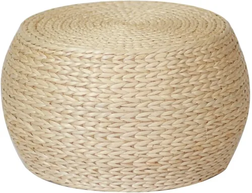 Baluue Puf otomano redondo de 12.2 pulgadas para patio, taburete bohemio tejido de yute natural, hecho a mano, ratán natural para interiores y