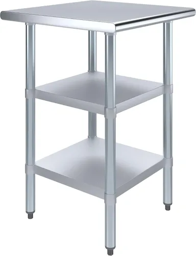 Miniatura 35 de Mesa de trabajo de acero inoxidable con 2 estantes Mesa de utilidad de metal Utilidad comercial y residencial NSF