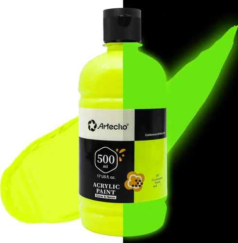 Miniatura 27 de Artecho Pintura Acrílica Oro - Botella Grande 500ml / 17oz, Pintura para Manualidades para Lienzo, Rocas, Madera, Tela, Cerámica, No Tóxica Dorado