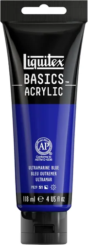 Liquitex BASICS Pintura Acrílica, Tubo de 118ml (4 oz), Azul Ultramar Azul ultramarino