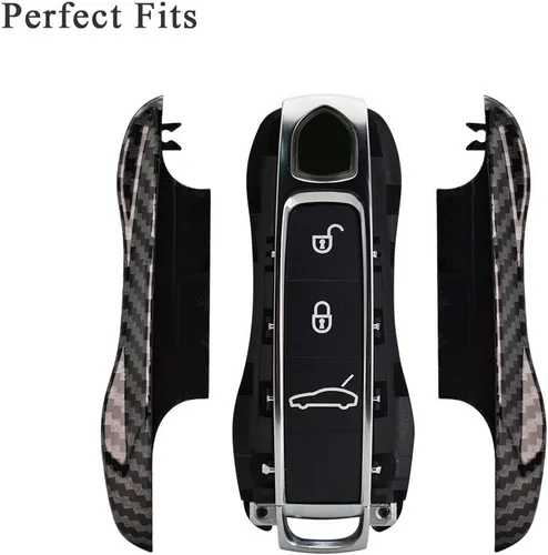 Miniatura 4 de SANRILY Funda de Reemplazo para Llavero de Fibra de Carbono Textura para Porsche Cayenne 911 Taycan Panamera 2020, Entrada sin Llave, Llavero Remoto