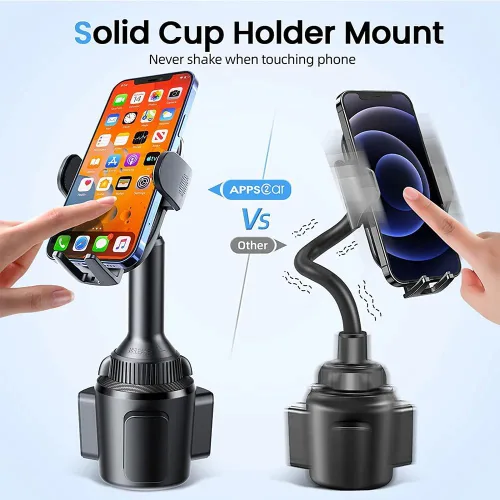 Miniatura 2 de APPS2Car Soporte para teléfono cargador inalámbrico para automóvil, soporte de coche de carga rápida Qi de 15 W, brazo largo ajustable y rotación