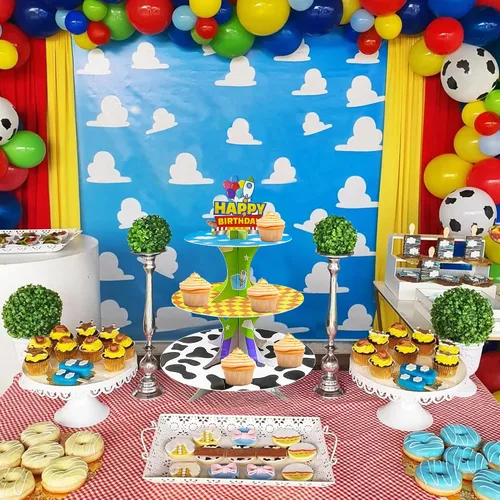 Miniatura 3 de Soporte para cupcakes de 3 niveles de historieta de dibujos animados, soporte de torre de postres para decoración de cumpleaños, suministros