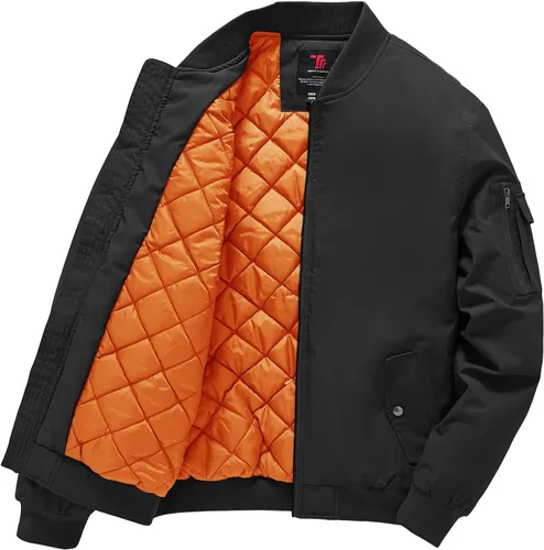 Miniatura 8 de Gopune - Chaqueta bomber para hombre, cortaviento, cálida, resistente al agua, rompevientos, abrigo de invierno, chaquetas acolchadas