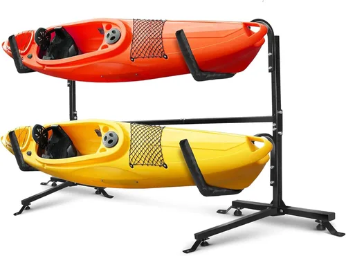 Miniatura 12 de Yes4All Estante de almacenamiento para kayak, soporte de pared para kayak, 400 libras, 4 niveles ajustables, estante para kayak al aire libre, A.