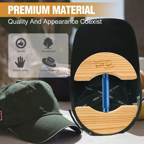 Miniatura 3 de Tang's Camilla de madera para sombreros ajustados, hebilla de giro ajustable. Talla única unisex para adultos, adecuado para todos los sombreros
