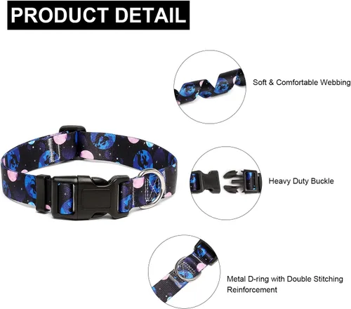 Miniatura 173 de Mercano Collar ajustable para perro, patrones de diseño especial, nailon suave, cómodo y resistente, collar para mascotas para perros pequeños