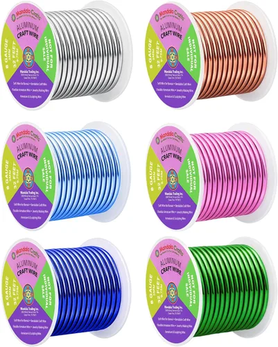 Miniatura 307 de Mandala Crafts - Alambre de aluminio anodizado de 8 calibre para hacer joyas - 9.75 m de alambre flexible negro colorido - Flexible para bonsái