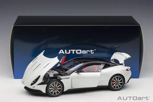 Miniatura 6 de Autoart Aston Martin DB11 Morning Frost White Metallic con parte superior negra e interior rojo modelo 1/18