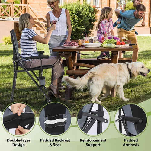 Miniatura 4 de REDCAMP Silla de campamento plegable de gran tamaño para adultos, resistente 250/300/330 libras, marco de acero resistente, sillas de campamento al