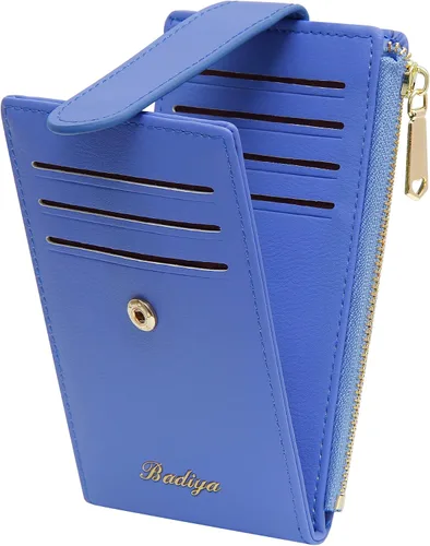 Miniatura 16 de Badiya Tarjetero para mujeres con RFID, carteras delgadas, plegables, tarjetero multifuncional, monedero