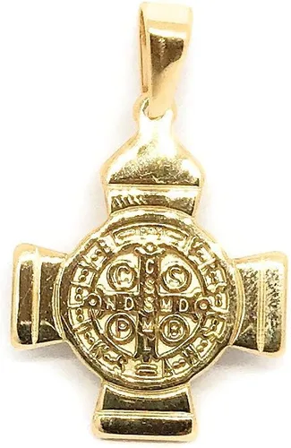 Miniatura 4 de LESLIE BOULES Colgante de cruz de San Benito chapado en oro de 18 quilates, Metal