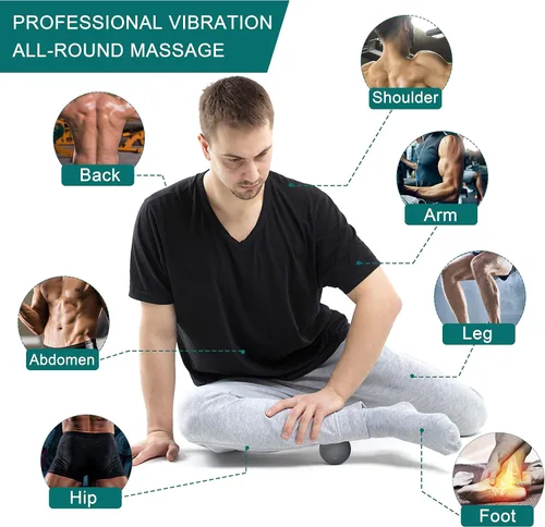 Miniatura 3 de Bola de masaje individual de 3 pulgadas, rodillo de bola de masaje vibrante de 5 velocidades para terapia de punto de activación, masajeador de Gris