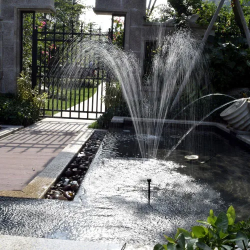 Miniatura 2 de Lewisia Kit de bomba de agua solar de 10 W con cabezales de pulverización de hongos y flores para estanque de bricolaje, piscina, jardín, patio