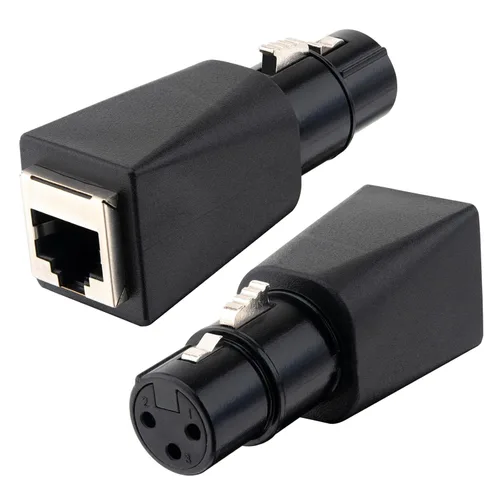 Convertidor adaptador DMX hembra de 3 pines XLR a RJ45 Ethernet, conector de red DMX a Cat5 para controlador DMX serie 2 unidades