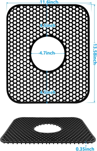 Miniatura 6 de Protectores de fregadero para fregadero de cocina, 2 alfombrillas de cocina de silicona de 13.58 x 11.6 pulgadas, protector inferior antideslizante