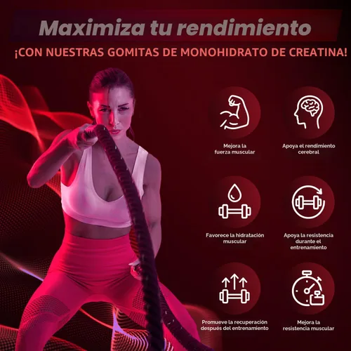 Miniatura 5 de Gomitas de creatina compleja monohidrato, gomitas masticables de monohidrato de creatina para hombres y mujeres con L-taurina, BCAA 2:1, B12/6