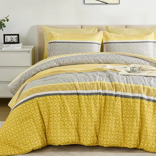 Miniatura 16 de WONGS BEDDING Juego de edredón Beige tamaño Queen, juego de 7 piezas de edredón y sábanas con tiras en una bolsa, juego de ropa de cama