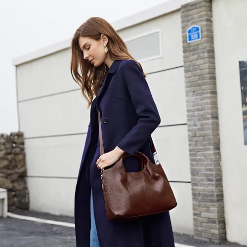 Miniatura 3 de Iswee Bolso bandolera de cuero genuino con asa superior para mujer