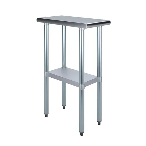 AmGood - Mesa de preparación y trabajo de acero inoxidable, estante inferior, isla de cocina, banco de servicio para lavandería y garaje