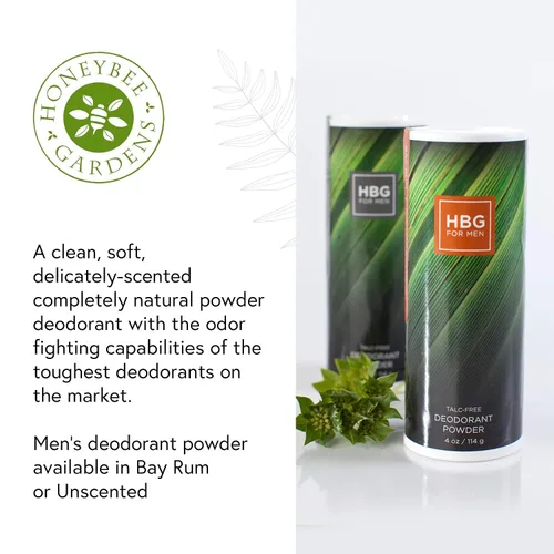Miniatura 3 de Honeybee Gardens Bay Rum Desodorante en polvo para hombres – Polvo corporal sin talco y sin aluminio con bicarbonato de sodio, maicena y arrurruz