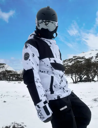 Miniatura 4 de GSOU SNOW Chaqueta de esquí para hombre, abrigo de nieve para snowboard, cálido, invierno, impermeable, con capucha