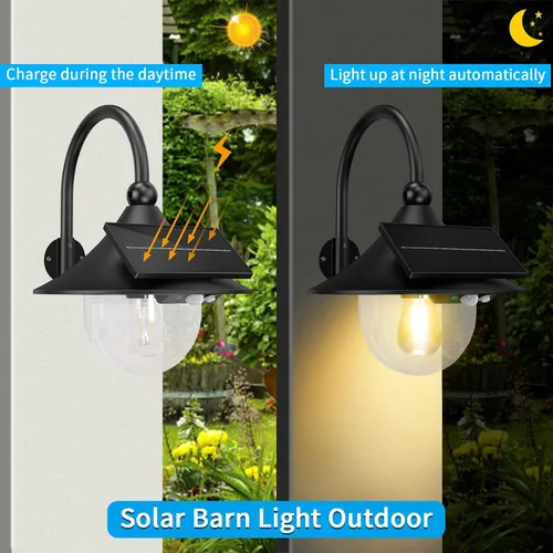 Miniatura 4 de Luz solar de granero para exteriores con 3 modos de iluminación y detección de movimiento, luz vintage de montaje en pared, luz de pared impermeable