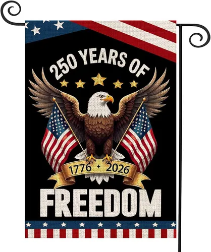 Banderas de jardín con el 250 aniversario de Estados Unidos para exteriores, bandera de Estados Unidos con diseño de águila, decoración patriótica