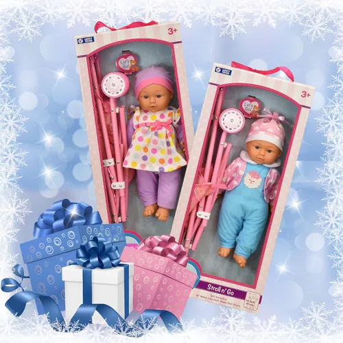 Miniatura 2 de Muñecas para jugar Mi primera muñeca bebé en cochecito, muñeca de cuerpo suave de 16 pulgadas incluida en set de juego divertido para bebés, niños