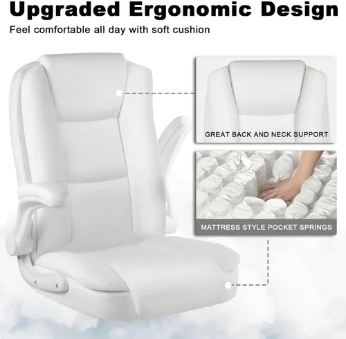 Miniatura 6 de OFIKA Silla de escritorio de oficina de cuero, silla de oficina ergonómica con soporte lumbar, silla de computadora, silla ejecutiva de cuero