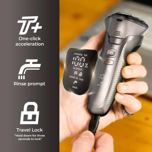 Miniatura 3 de Rategist Afeitadora Eléctrica Inalámbrica para Hombre: Afeitadora 3 en 1 para Barba/Nariz/Patillas - Kit de Viaje Impermeable IPX7 - Velocidad Turbo