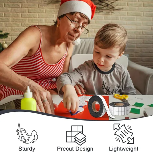 Miniatura 7 de 168 PCS Cintas de Espuma para Manualidades de Doble Cara Precortadas 3/4 X 1/2 Pulgadas Cuadrados de Espuma Adhesiva 3D Puntos Autoadhesivos Negros