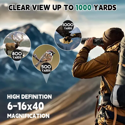Miniatura 7 de Prismáticos 6-16x40 HD Zoom para Adultos, Alta Potencia, Gran Vista, Prisma BAK4, Impermeables, Visión Clara con Poca Luz para Observación de Aves