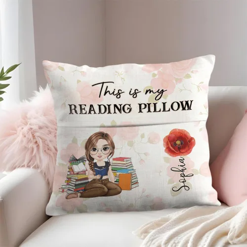 Miniatura 2 de ENCYCOM Almohada de bolsillo personalizada para lectura de libros, almohadas personalizadas con nombre, regalo para niñas ratones de biblioteca
