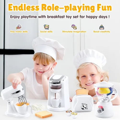 Miniatura 2 de Juegos de Cocina de Juguete para Niños, Accesorios de Cocina de Juguete para Niños de 4-8 y 3-5 Años, Juguetes de Electrodomésticos de Cocina, Blanco